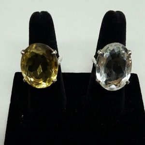 Clear oval quartz ring.  Size 8